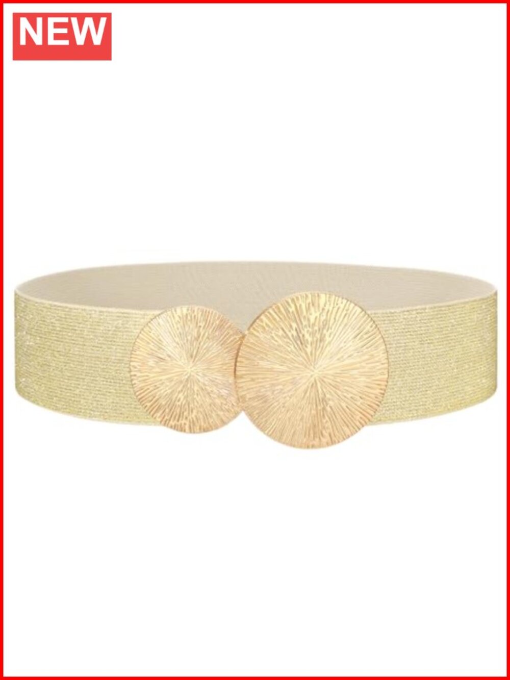 Wide Stretchy Elastic Belt for Women Dresses Cinch Waist Gold Buckle